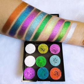 DIY 9 Color Eyeshadow Palette Magnetic Empty Tray Eyeshadow Box Duo Chrome Glitter Eyeshadow Palette